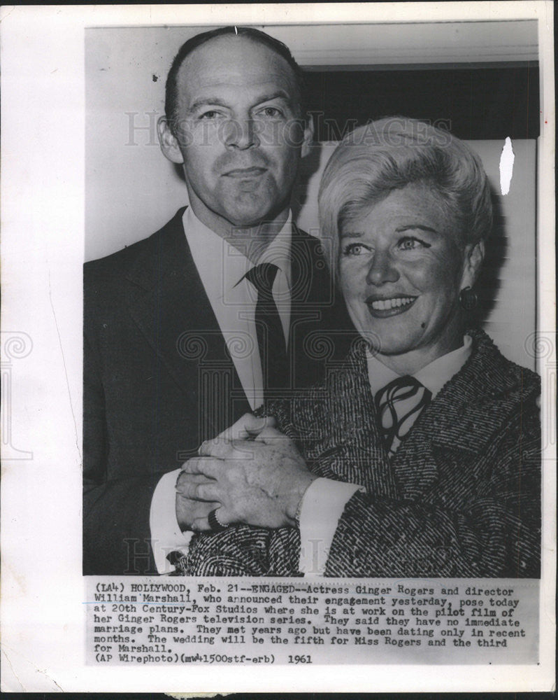 1961 Press Photo Ginger Rogers William Marshall Engagement - Historic Images