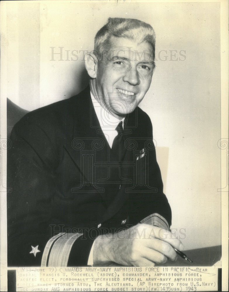 1943 Press Photo Admiral Francis Rockwell Amphibious force Pacific Force Army - Historic Images