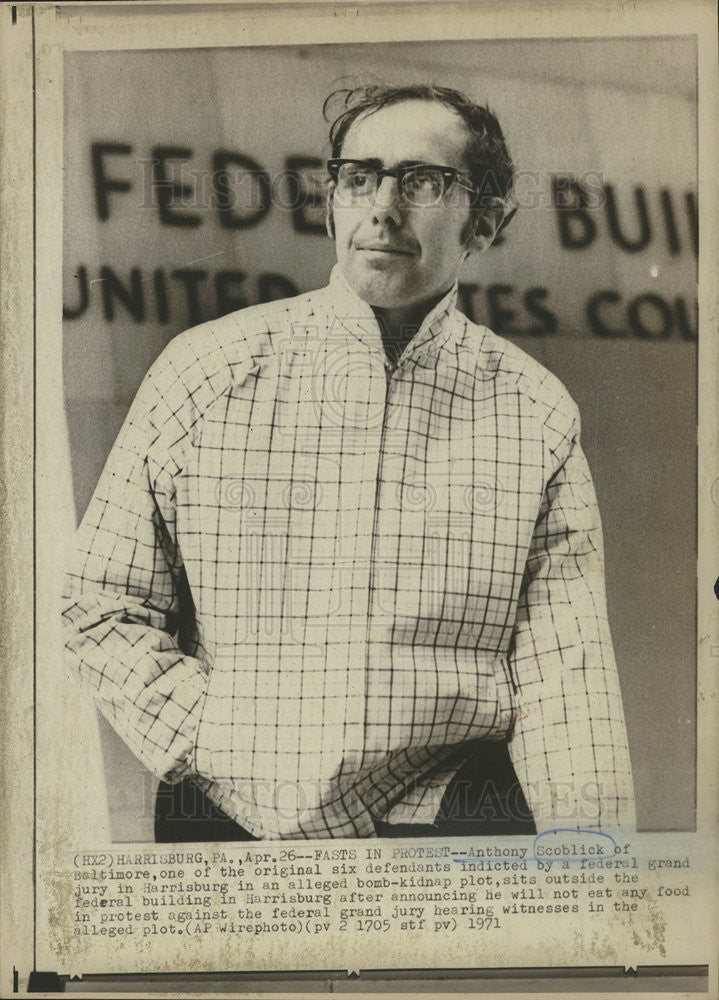 1971 Press Photo ANTHONY SCOBLICK BALTIMORE  DEFENDANT INDICTED FEDERAL GRAND - Historic Images