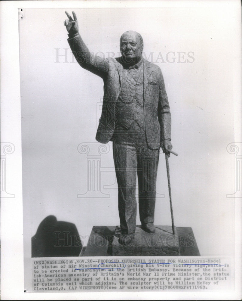 1963 Press Photo Model of Proposed Sir Winston Churchill Statue - Historic Images