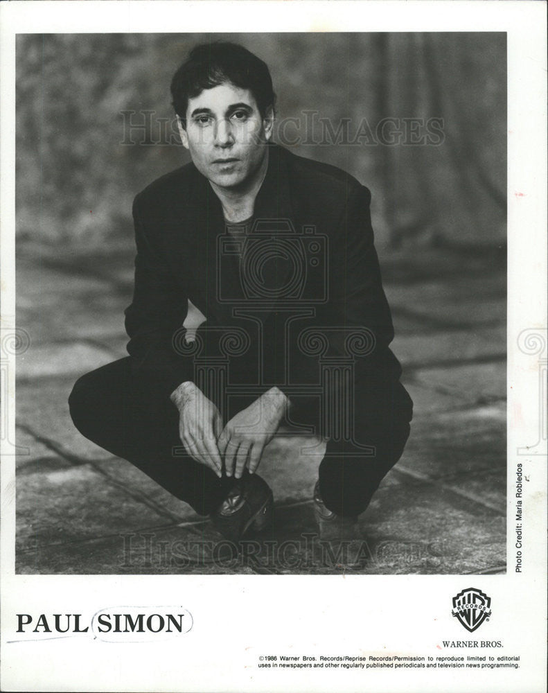 1986 Press Photo Paul Simon Singer Songwriter Guitarist - Historic Images