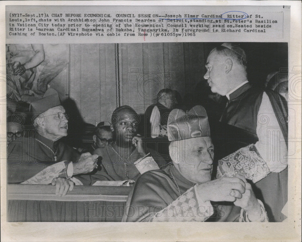 1965 Press Photo Cardinal Ritter St. Louis Archbishop John Francis Dearden - Historic Images