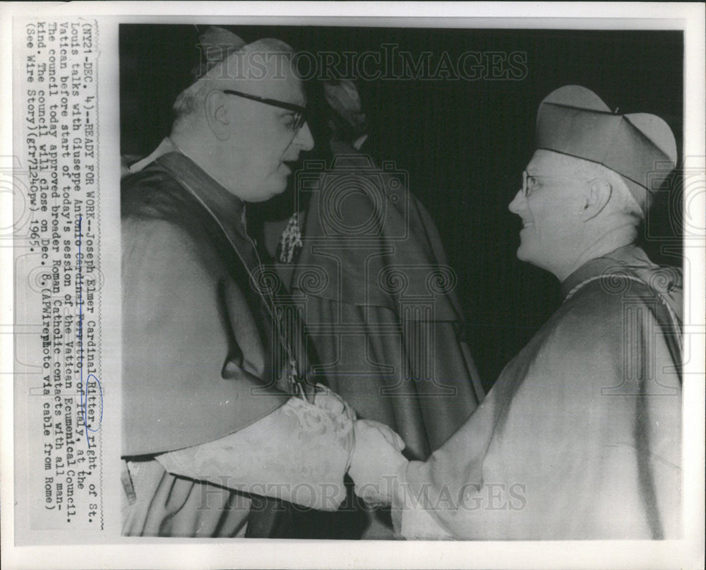 1965 Press Photo Cardinal Ritter Cardinal Ferretto Vatican Ecumenical Council - Historic Images