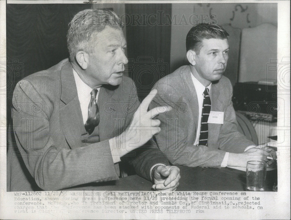 1955 Press Photo Neil McElroy Chairman White House Conference Education - Historic Images