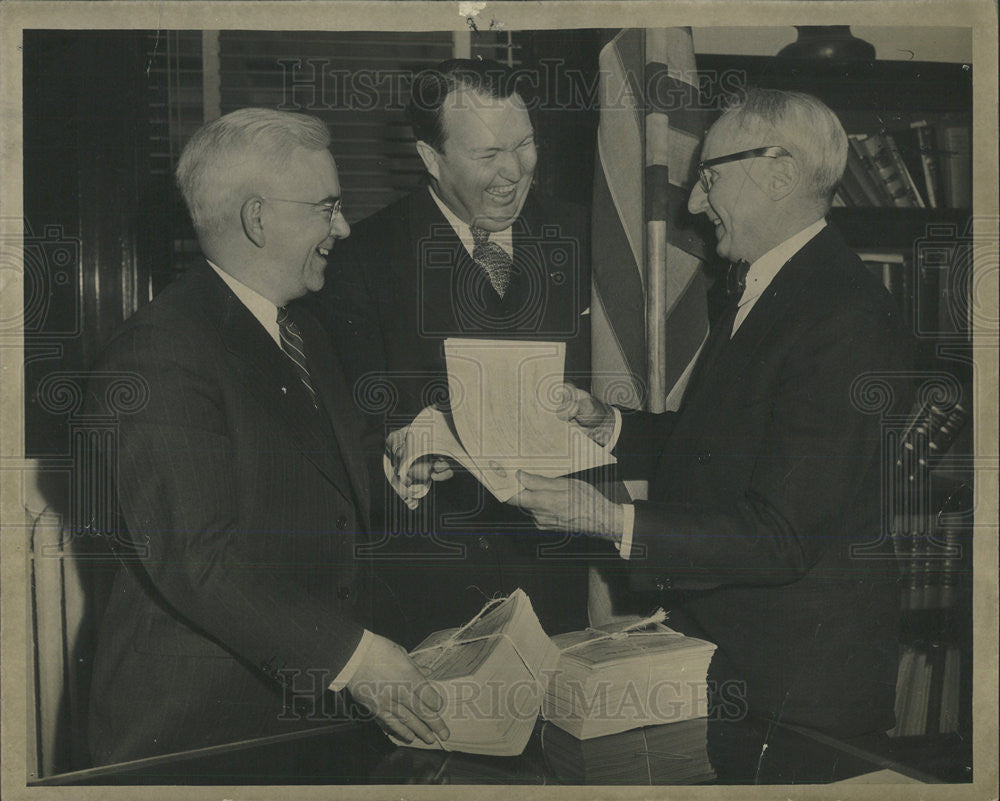 1948 Press Photo Dr.Edward Martin and John McDonough Receive Offical Credentials - Historic Images