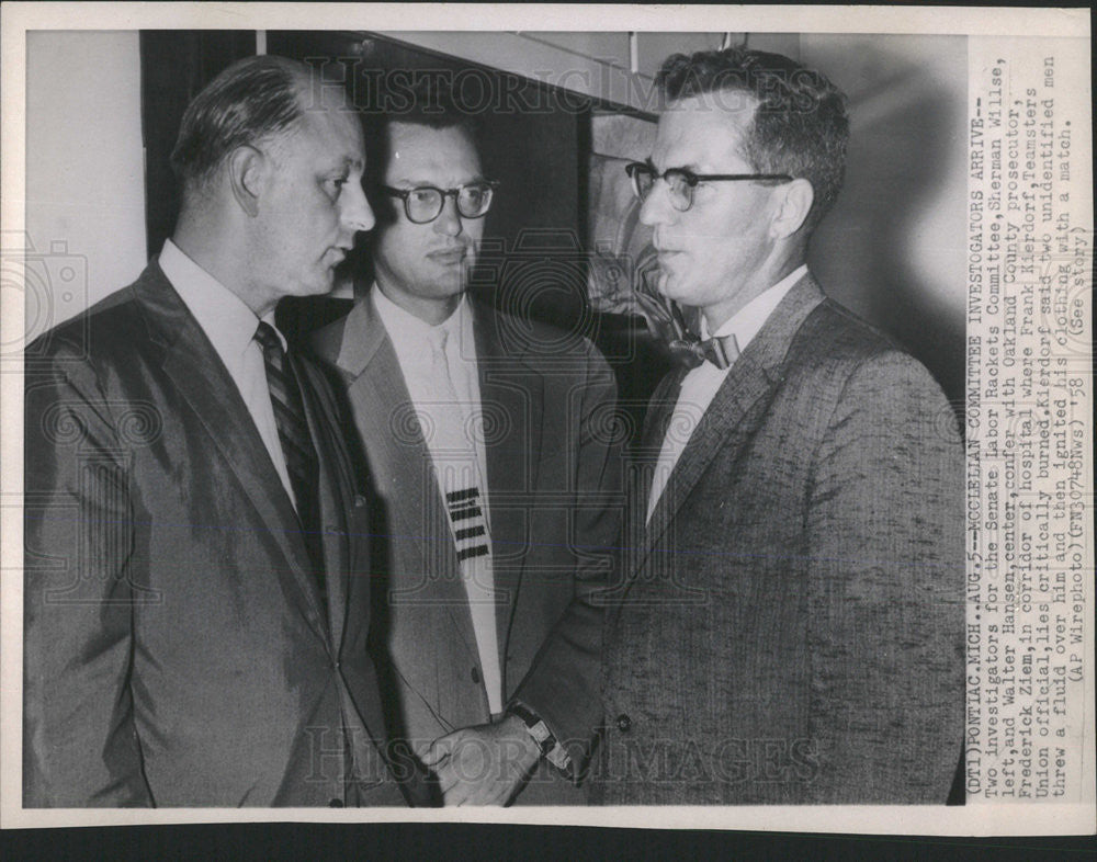 1958 Press Photo Sherman Williams, Frederick Ziem &amp; Frank Keirdorf - Historic Images