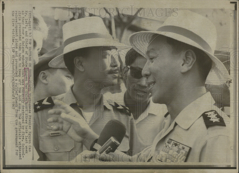 1967 Press Photo South Vietnamese Premier Nguyen Cao Ky Chief State Van Thieu - Historic Images