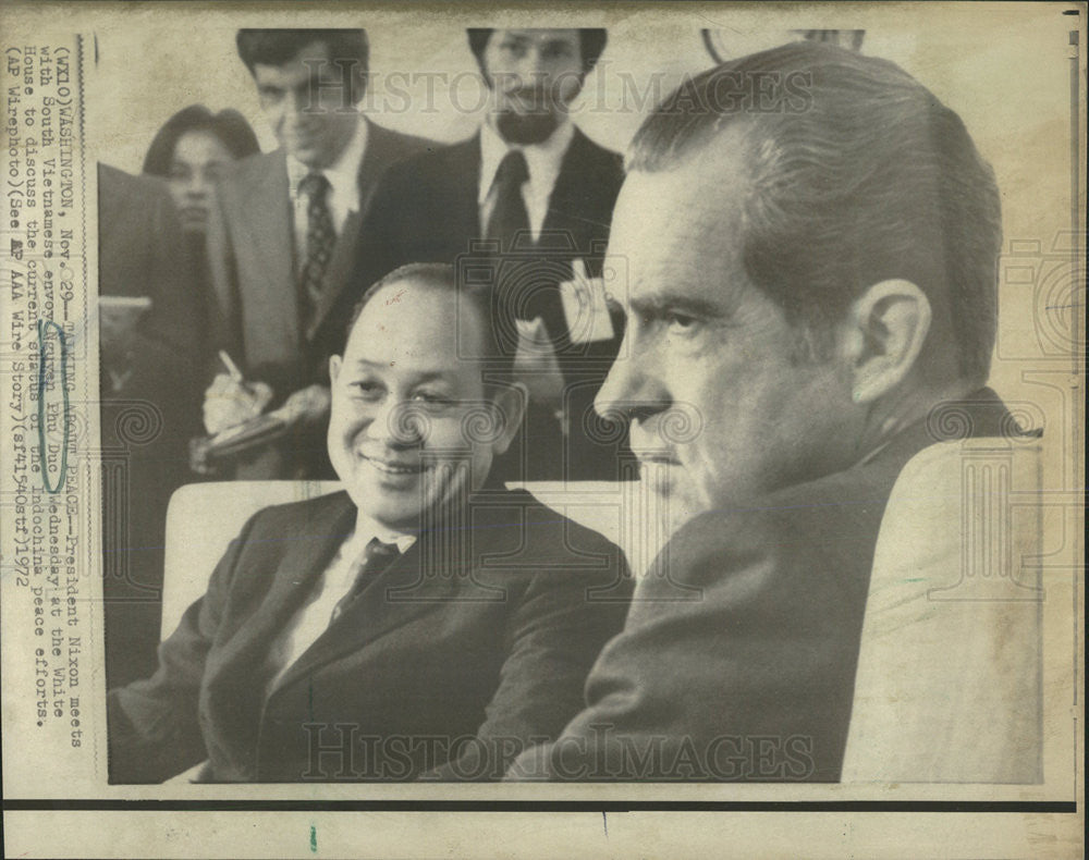 1972 Press Photo President Nixon meets South Vietnamese envoy Nguyen Phu Duc - Historic Images