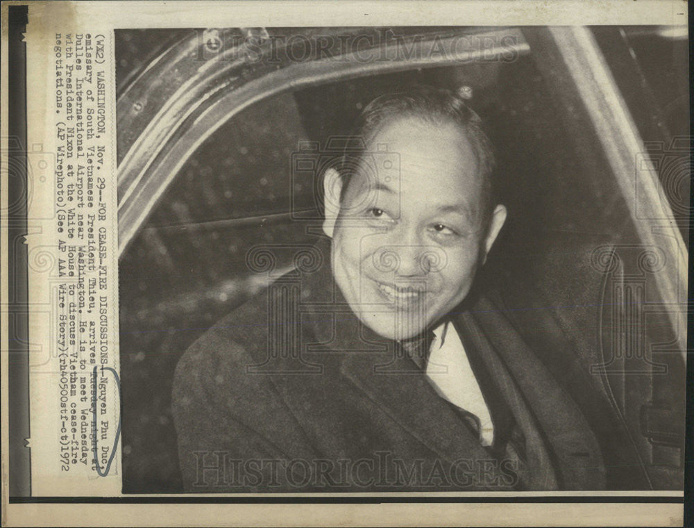 1972 Press Photo Nguyen Phu Duc, Emissary of South Vietnamese President Thieu - Historic Images