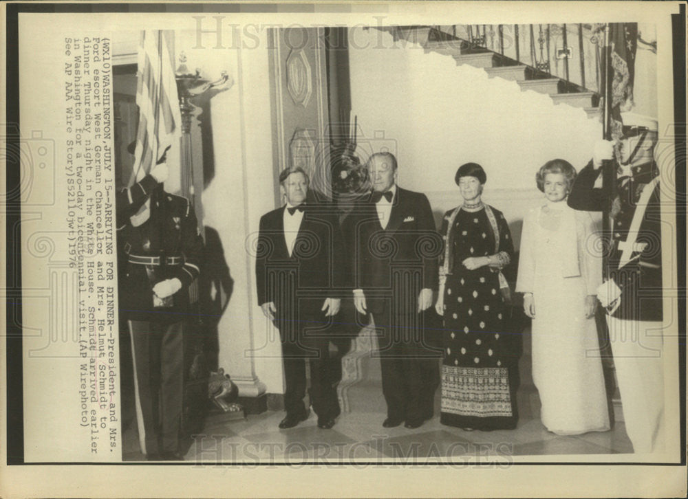 1976 Press Photo President Ford Wife German Chancellor Schmidt Dinner - Historic Images