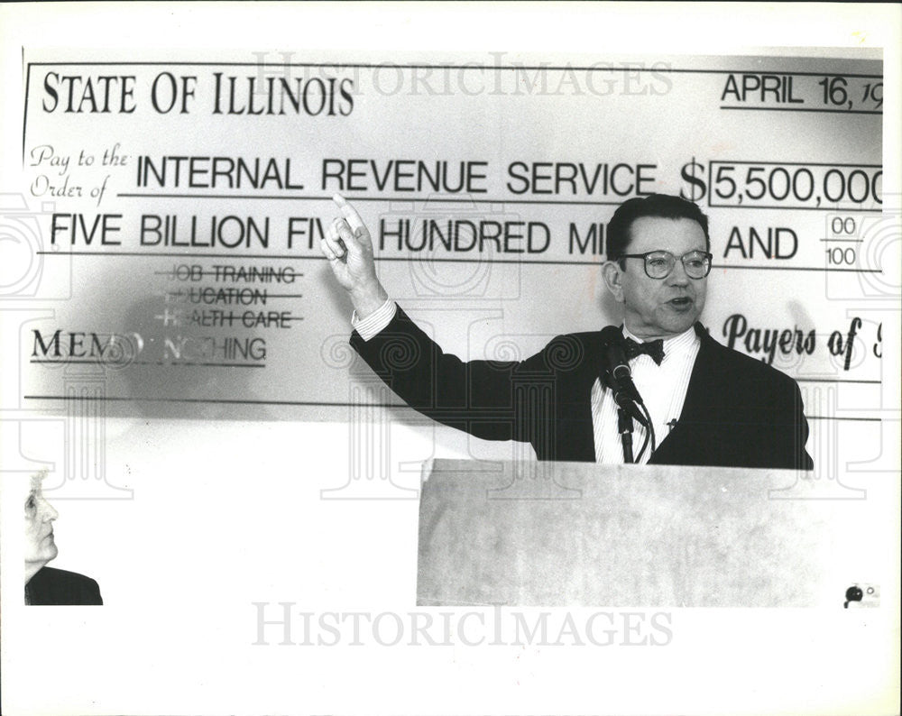 1990 Press Photo US Senator Paul Simon At Tax Payer&#39;s Rally - Historic Images