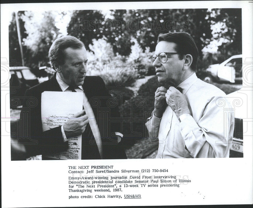 1987 Press Photo Emmy-Award-winning journalist David Frost - Historic Images