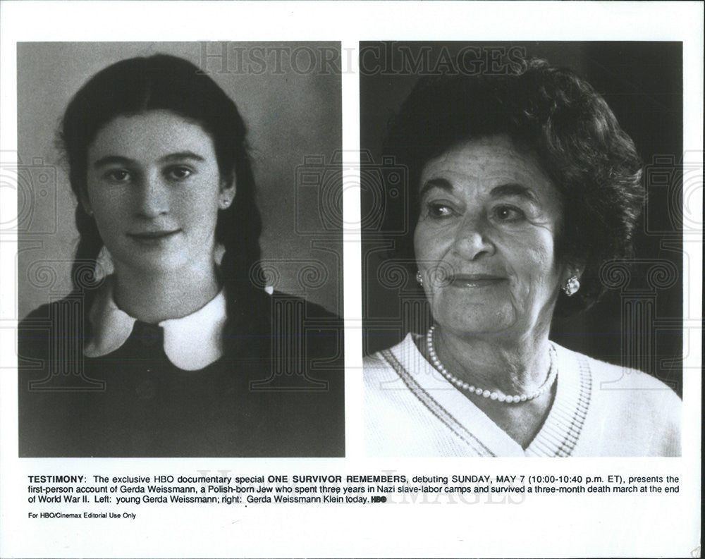 1995 Press Photo One Survivor Remembers short film Gerda WeissmanKlein Holocaust - Historic Images