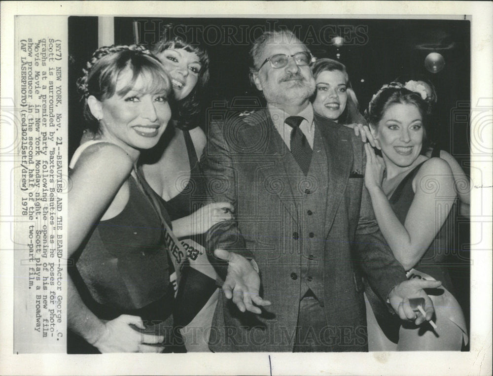 1978 Press Photo Actor George C. Scott and Baxters Beauties &quot;Movie Movie&quot; - Historic Images