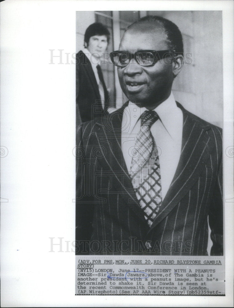 Press Photo Sir Dawda Jawara London President Gambia Peanuts image Conference - Historic Images