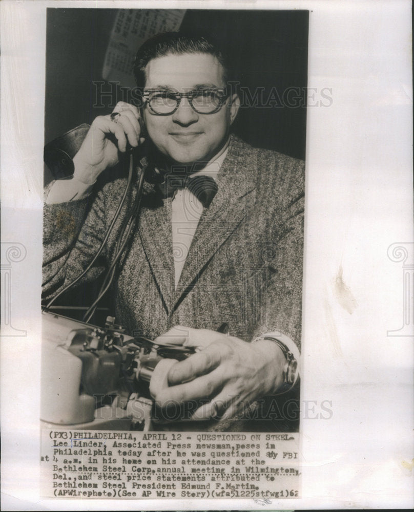 1962 Press Photo Lee Linder, Associated Press Newsman - Historic Images