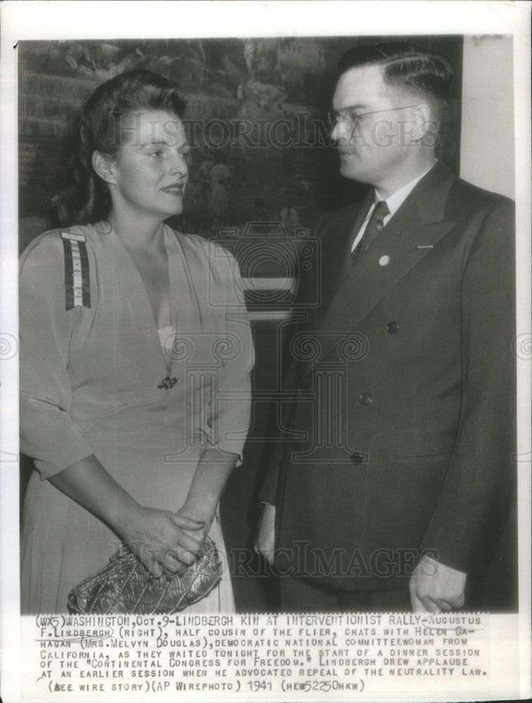 1941 Ausustus Lindbergh with Helen Hahagan at Continental Congress-Historic Images