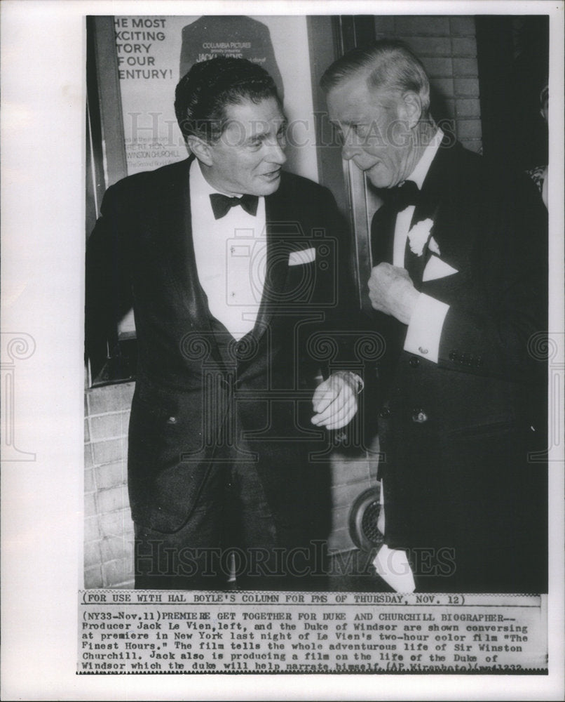 1964 Press Photo Producer Jack Le Vien Duke Windsor Premiere New York Churchill - Historic Images