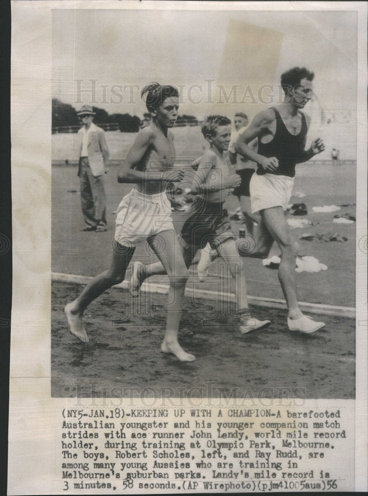 1956 John Landy Robert Scholes Ray Rudd Olympic Park world record-Historic Images