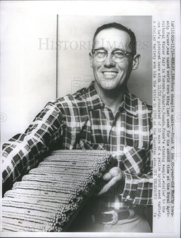 1959 Frank Lux Corn Champion Toronto Ontario Canada World Farmer-Historic Images