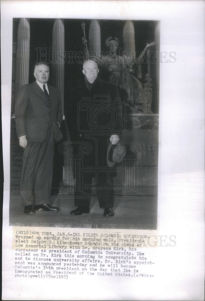 1953 President elect Dwight Eisenhower Dr Grayson Kirk Memorial step-Historic Images