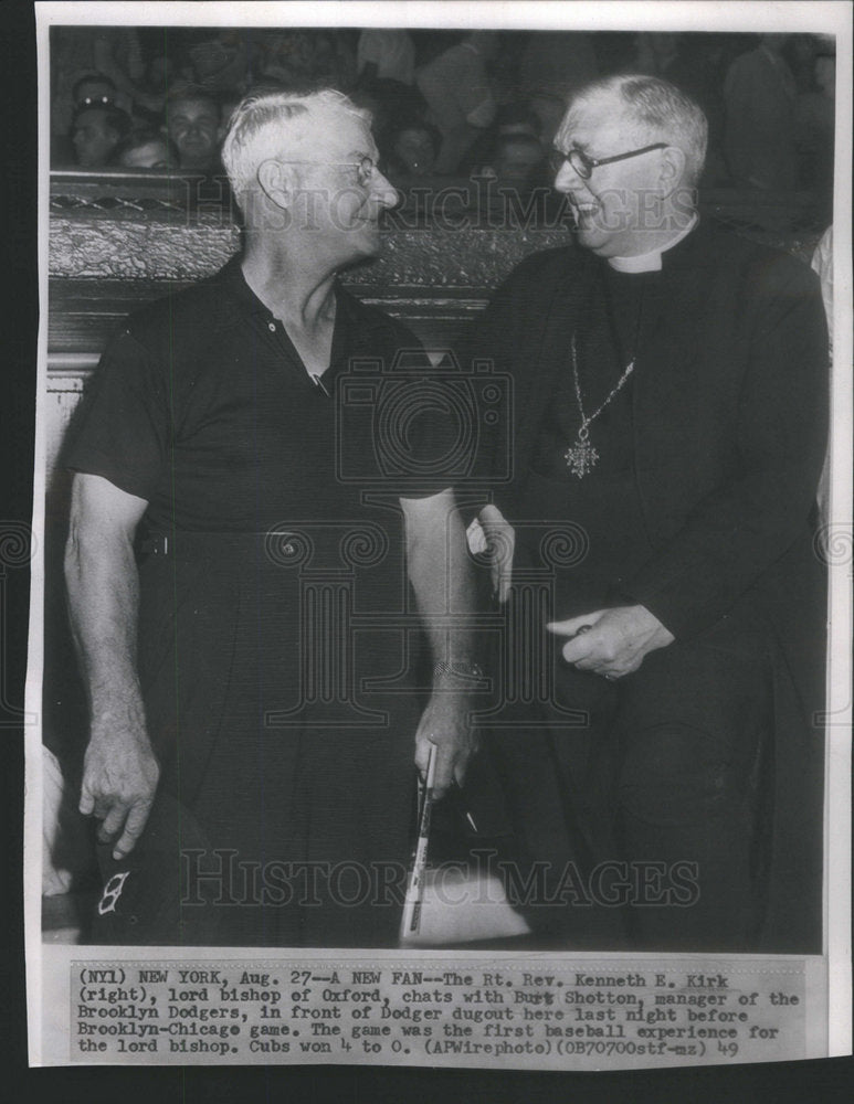 1949 Rev.Kenneth E.Kirk with Dodger's manager Burr Shatton.-Historic Images