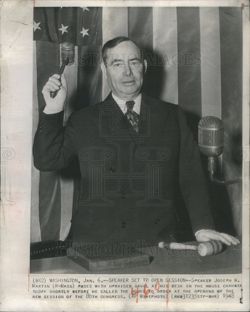 1948 Speaker Joseph Martin pose Gavel Desk House Chamber Congress-Historic Images