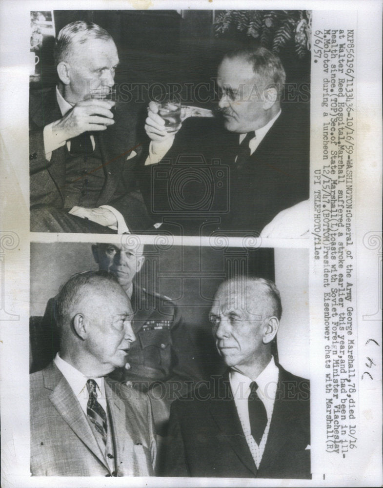 1959 General Army George Marshall Walter Rood Hospital Molotov Meet-Historic Images