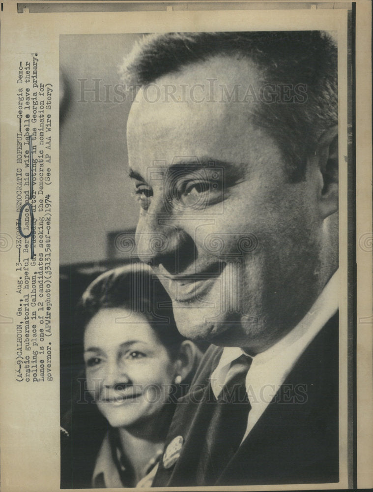 1974 Georgia Democratic gubernatorial Bert Lance Labelle Calhoun-Historic Images