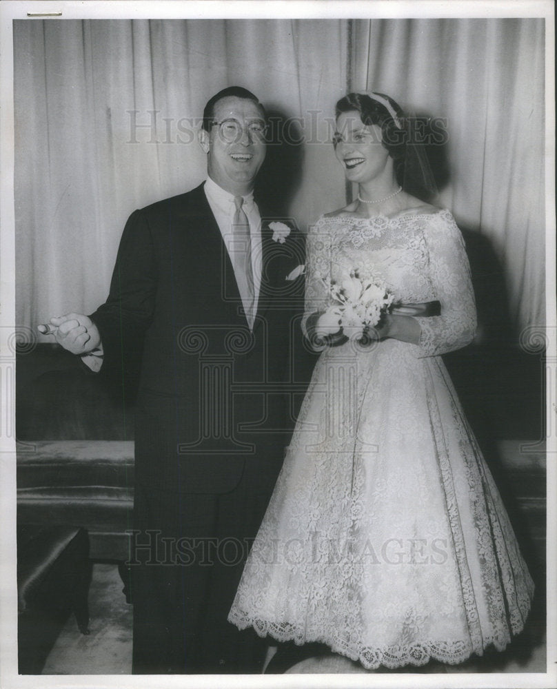 1957 Mr. and Mrs. John Landreth at their wedding-Historic Images