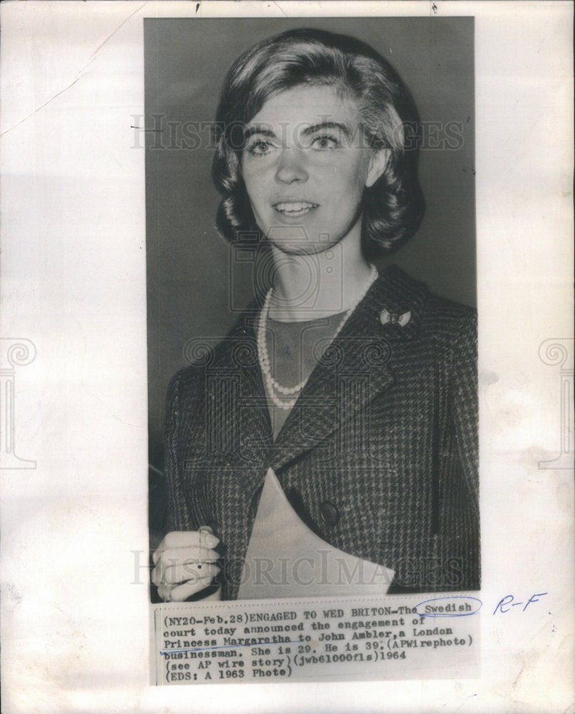 1963 Princess Margaretha Sweden Royalty-Historic Images