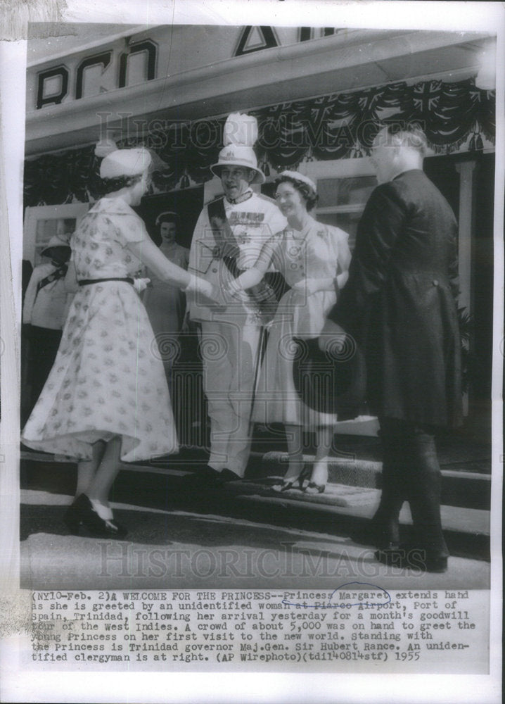 1955 Press Photo PRINCESS MARGARET PIARCO AIRPORT - Historic Images