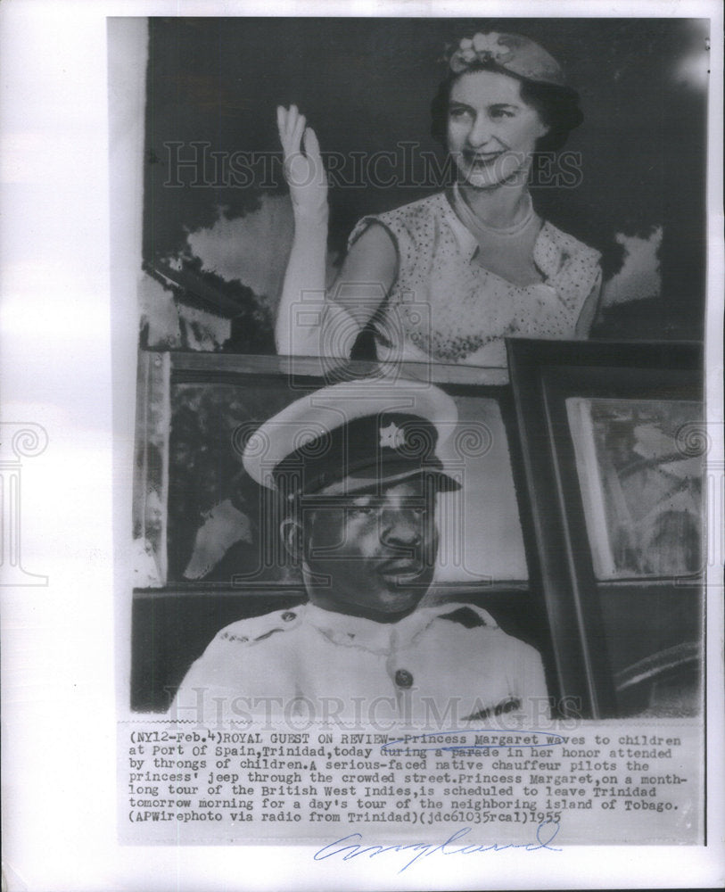 1955 Press Photo Princess Margaret Britain Kingdom Spain Visit Trinidad Port - Historic Images