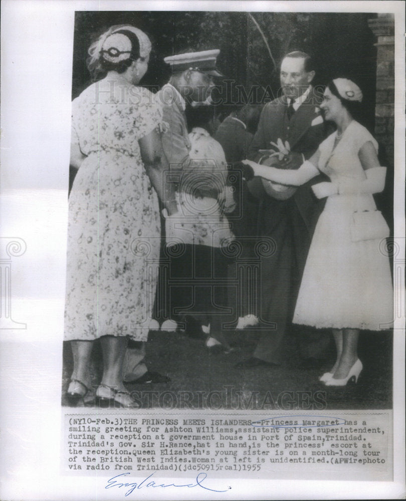 1955 Princess Margaret, Ashton Williams, Gov. Sir H. Rance, Trinidad-Historic Images