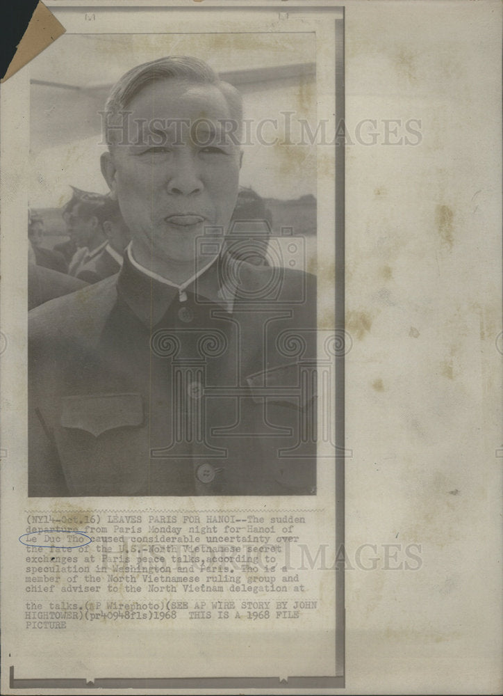 1968 Press Photo Paris Hanoi US North Vietnamese Le Duc Washington Delegation - Historic Images