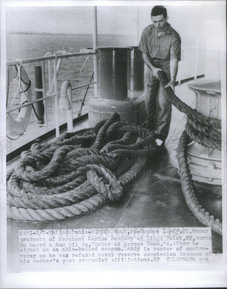 1955 Press Photo Eugene Landy graduate Merchant Marine Academy Kings Point NY - Historic Images