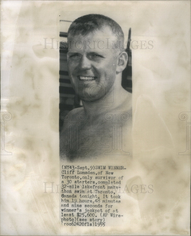 1955 Cliff Lumsdon Canadian Marathon Swimmer-Historic Images