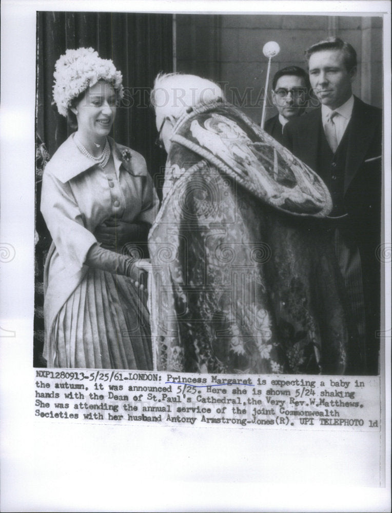1961 Princess Margaret, Rev. W. Matthews Dean of St. Paul & Antony-Historic Images