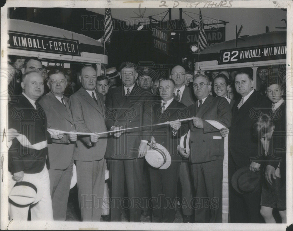 1937 May Kelly & Sen O'Keefe @ Feeder Bus Ribbon Cutting Chicago-Historic Images