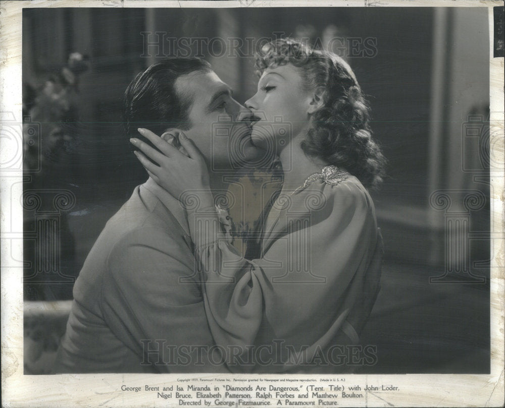 1940 Press Photo Diamonds Are Dangerous George Brent Isa Miranda Crime Film - Historic Images