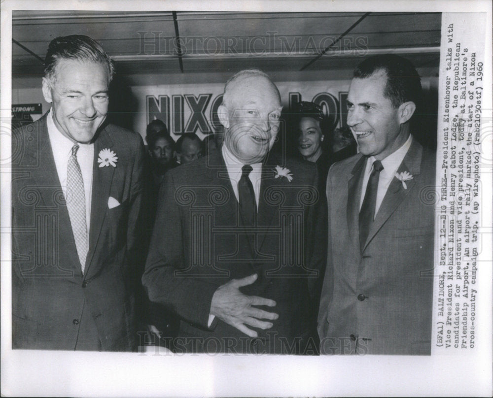 1960 President Eisenhower talks with Vice President Richard Nixon - Historic Images