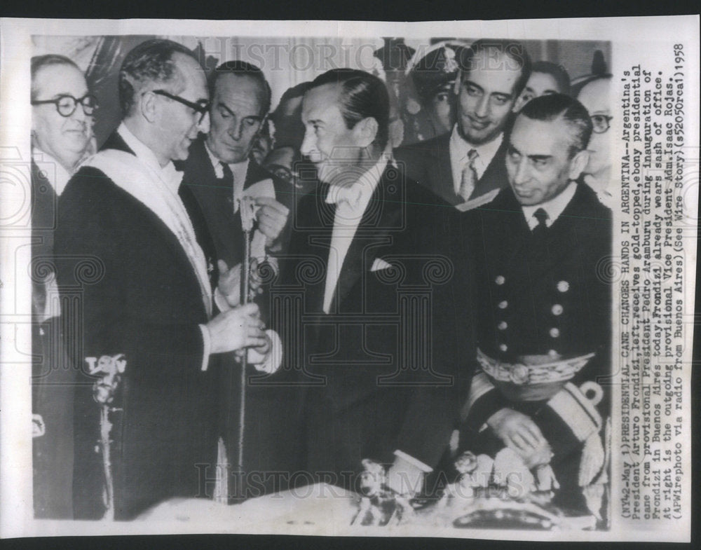 1958 ArgentinaPresident Arture Frondini Gold Topped Pedro Aramburu - Historic Images