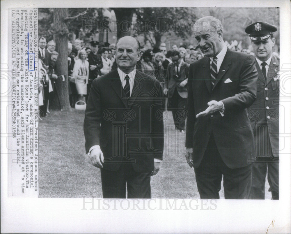 1968 President Johnson ushers Chancellor Josef Klaus-Historic Images