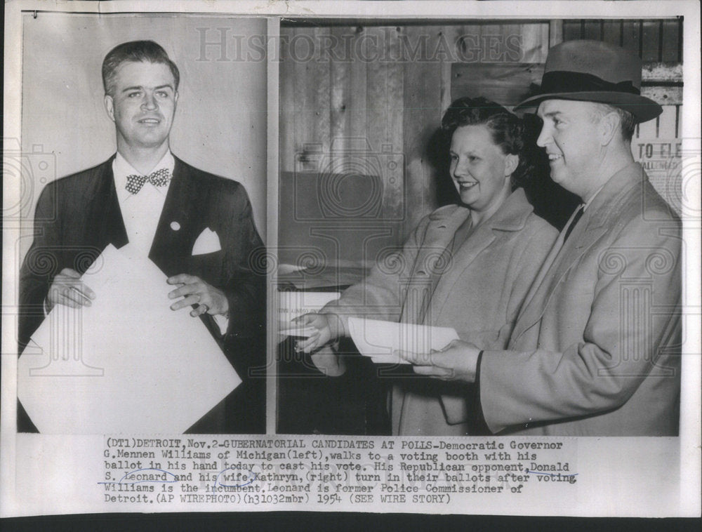 1954 Governor G. Mennen Williams, Donald Leonard and his wife Kathry-Historic Images