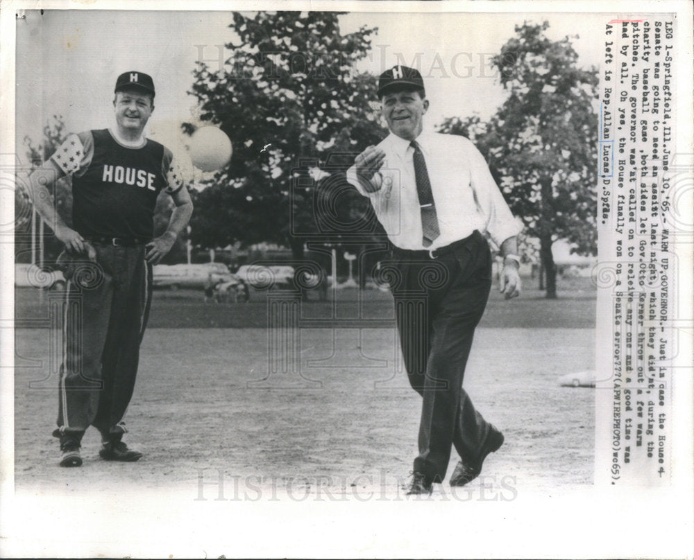 1965 Gov Otto Kerner Warms Up For Pitch-Historic Images