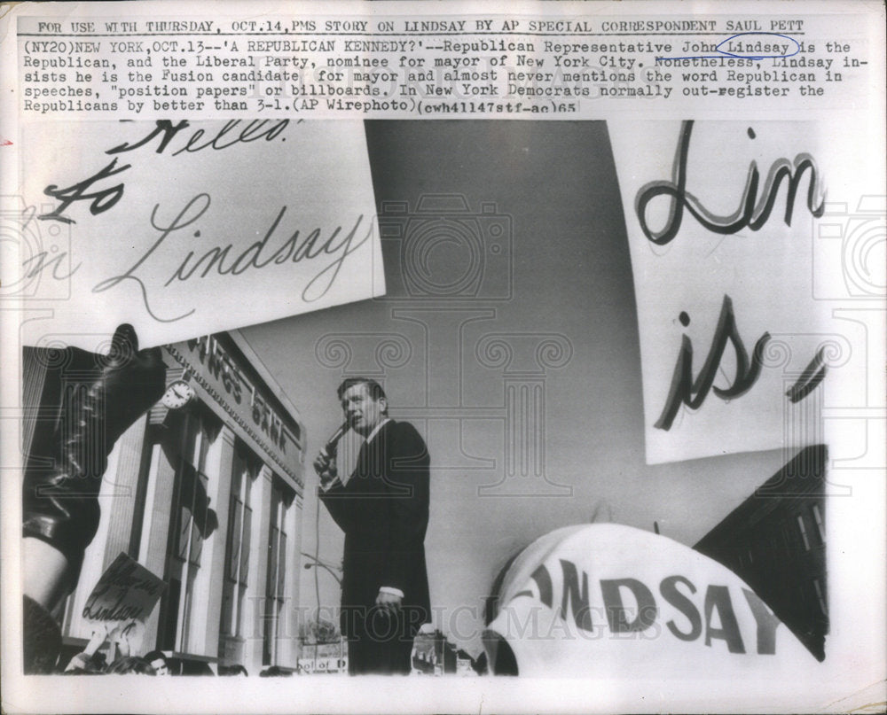 1965 Press Photo Representative John Lindsay Politician New York  Nominee Mayor - Historic Images