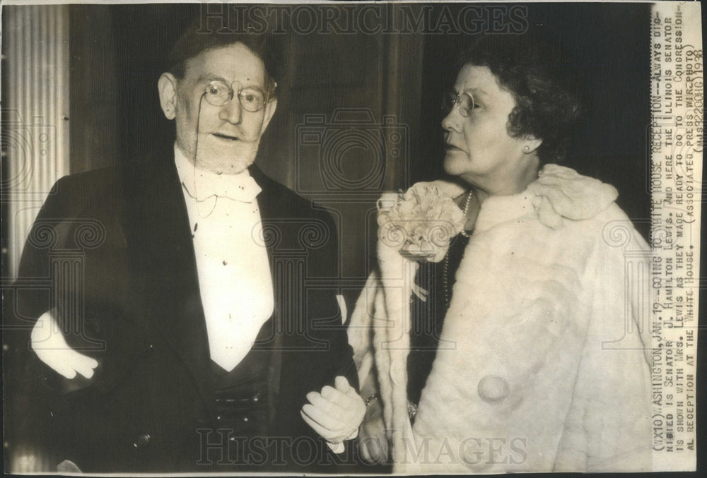 1938 Senator J. Hamilton Lewis with wife Congressional Reception-Historic Images