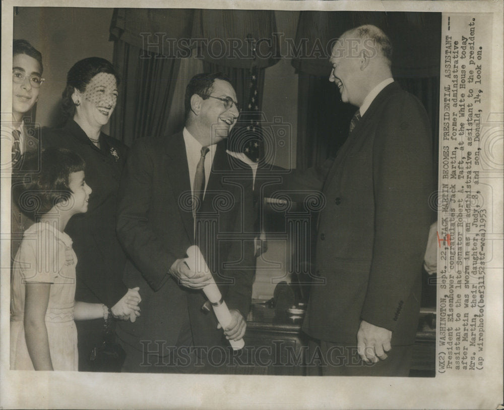 1953 Press Photo Jack Martin Administrative Assistant to President Eisenhower - Historic Images