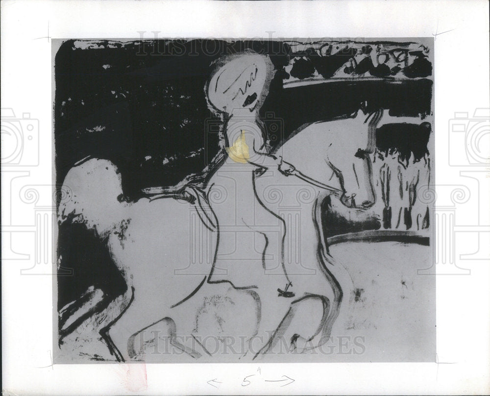 1909 E.L. Kirchner lithograph "Herrenreiterin Im Zirkus" - Historic Images