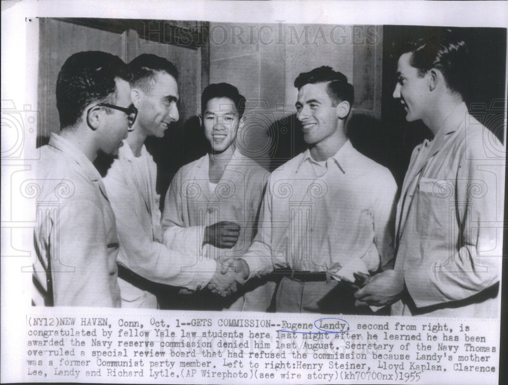 1955 Press Photo Yale Navy Reserve Commission Landy Steiner Kaplan Lytle - Historic Images